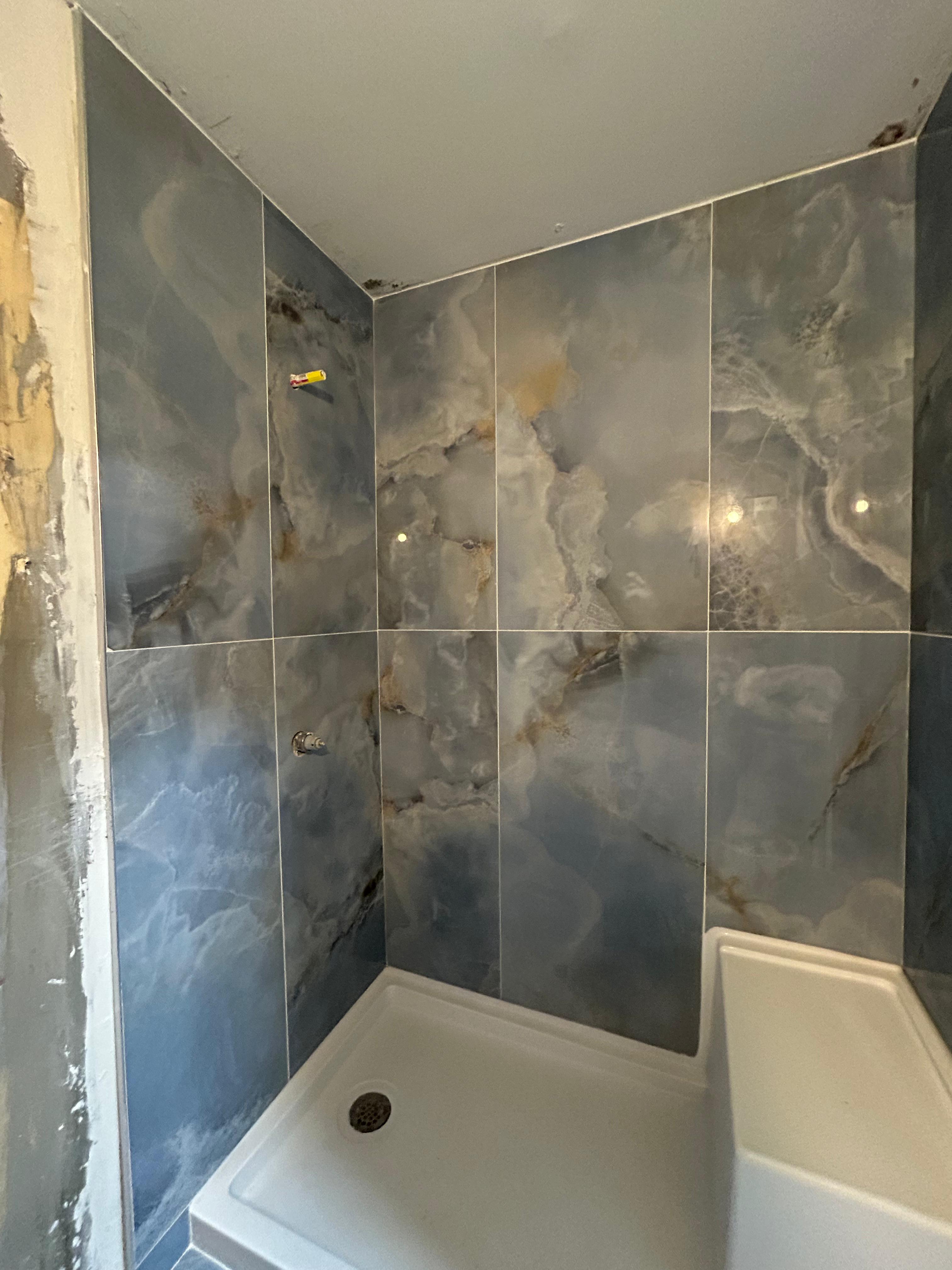 Shower cement board substrate and tile finish, Metro Atlanta